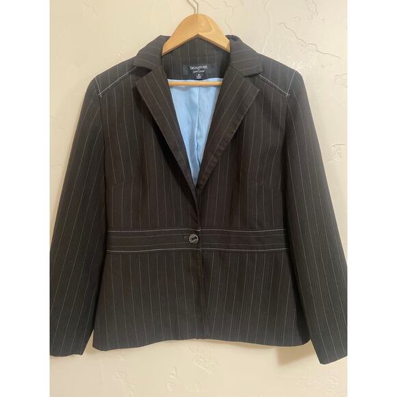 Signature by Larry Levine Jackets & Blazers - Larry Levine Pinstripe Blazer Jacket Womens 10 Vintage